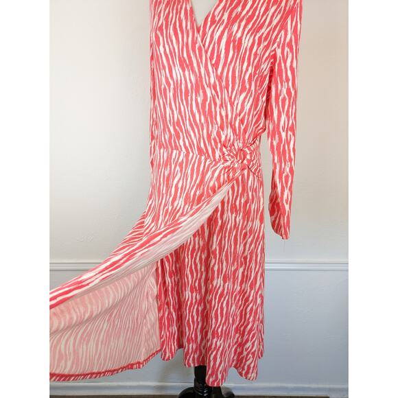Pendleton Breezeway Dress Faux Wrap Ikat Coral Pink White Spring Summer Size M - Picture 6 of 16